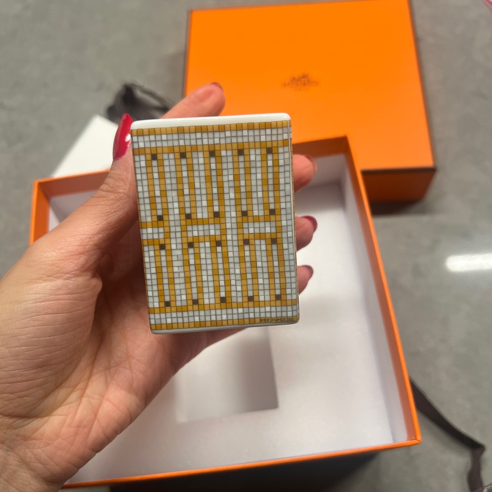 Hermes Gold and White Decorative Box Mosaique au 24 gold box, small - Picture 4 of 10